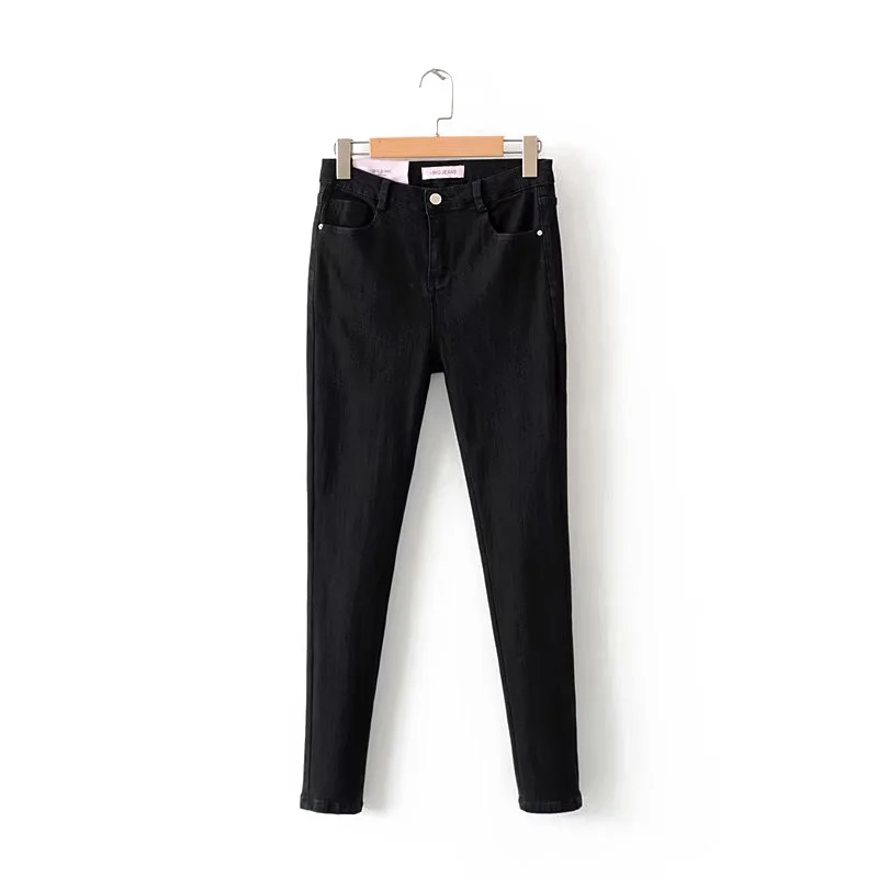 

Pencil Pants Women Black Cowboy Simple Pants Autumn Slim Ladies Casual Long Jean Pants Wild Trousers with Heart Pockets
