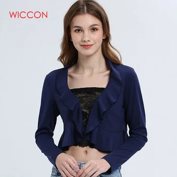 

Women Long Sleeve Summer Jackets Female Wavy Collarr Casual Cardigan Tops Jaqueta Feminina Beach Coats