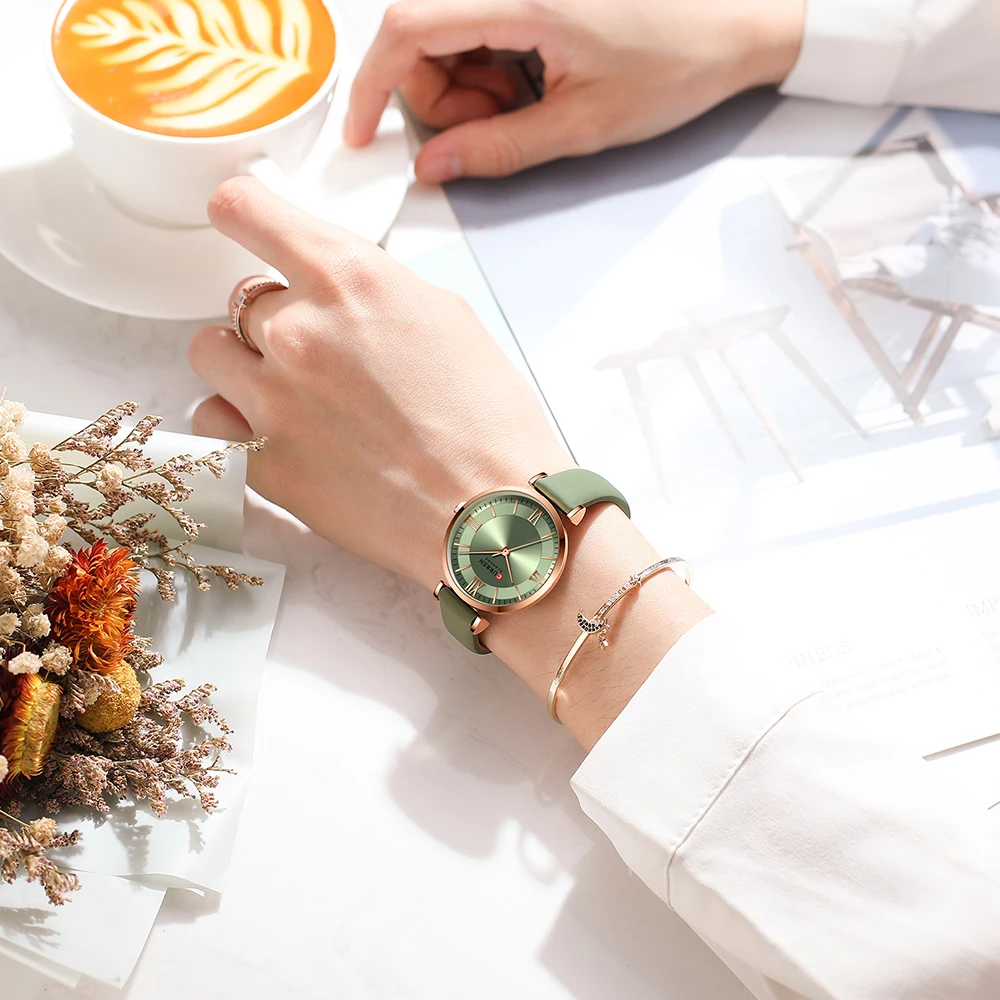 CURREN Luxury Brand New Watches for Women Simple Quartz Leather Clock Female Elegant Wristwatches 6