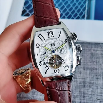 

Frank Miller-Tourbillon Automatic Mechanical Movement Men's Luminous Fashion Trend Swiss Brand Mechanical Watch Calfskin Stainle