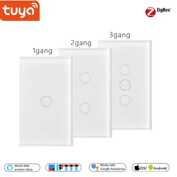 

ZeroFireWire Tuya Smart Wifi Touch Switch Smart Home 1/2/3 Gang Light Switch 240V Support Compatible with Alexa Tuya App