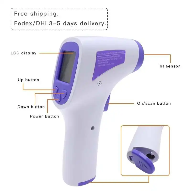 

1PC Forehead Non Contact Infrared Baby Thermometer LCD Body Temperature Fever Digital IR Measurement Tool Gun For Children Adult