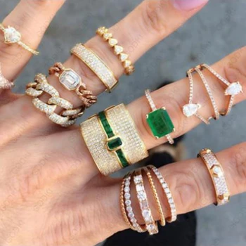 

Monaco Shield Luxury Statement Stackable Ring For Women Wedding Cubic Zircon Engagement Dubai Punk Bridal Index Finger Jewelry