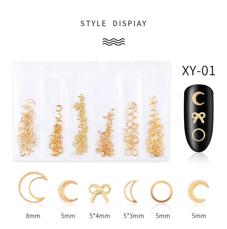 PinPai brand 3d metal nail art decoration 10 kinds gold nail jewelry decoration
