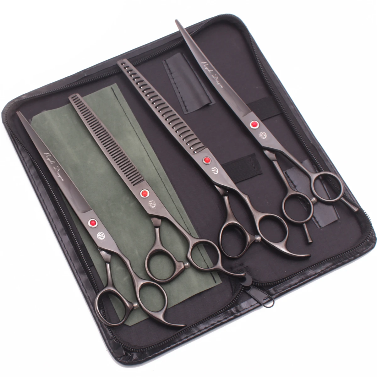 Dog Grooming Scissors Pink 7.5" 8" Pet Hairdressing Scissors Japan Stainless Dog Curved Thinning Shears Chunker Z3005