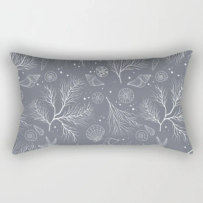 2022 New Gray Lumbar Pillows Case 30X50CM Damask Geometry Leaves Floral Stripes Plaids Print Sofa Throw Pillows Boho Decor Home 