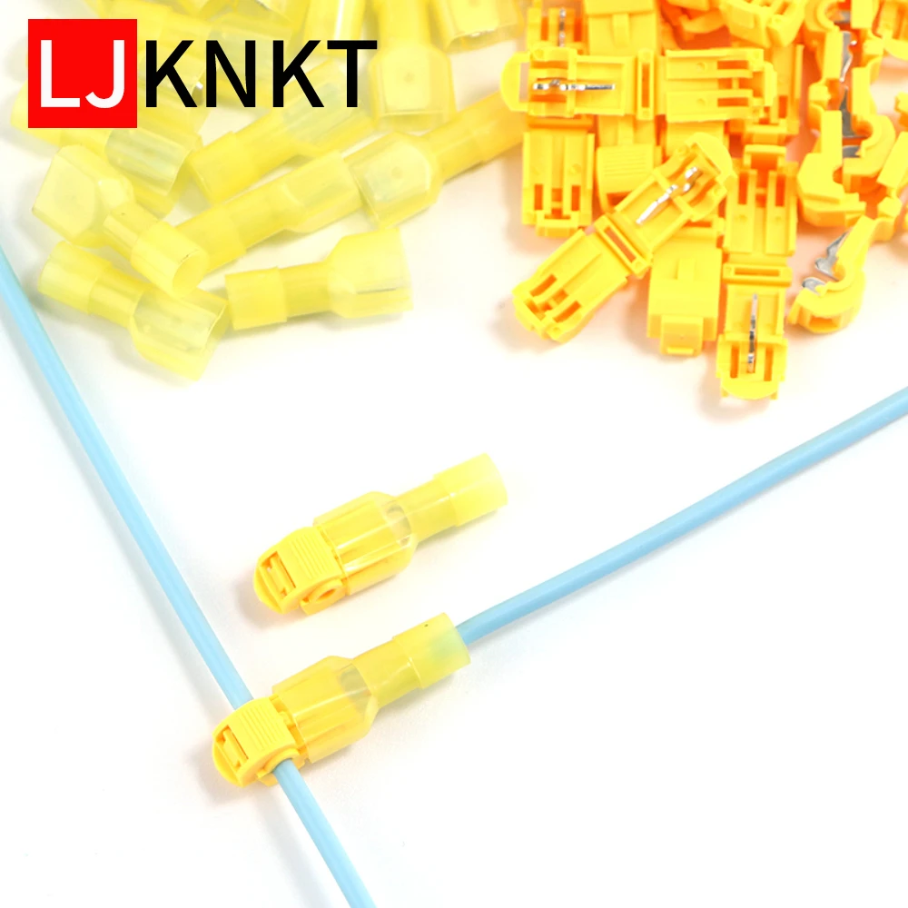 

100PCS T-C faston Yellow Wire Cable Terminals Quick Splice Car Audio Kit Terminals Crimp Terminal Quick Splice Connectors