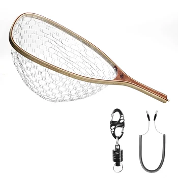 

SF Fly Fishing Landing Soft Rubber Mesh Trout Catch and Release Net with Magnetic Net Release Combo Kit