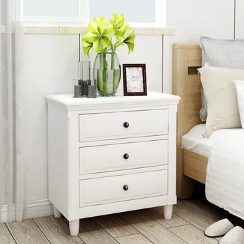 

Bedroom Furniture Bedside Table with 3 Drawer Nightstand Sofa Side Cabinet Marble Texture Storage Table
