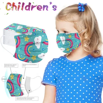

Rainbow Children Masks Cartoon Print Anti-dust Non-woven Disposable Breathable Mouth Mask Anti Pollution Safe Masks Kid Mascaril