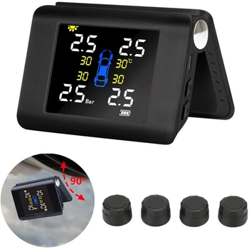 

Universal TPMS Car Wireless Tire Pressure Monitoring System with 4PCS External Sensors Alarm, for Car Windshield