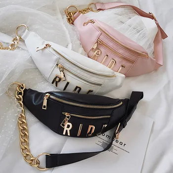 

Waist Bag Belt Bags Women's PU Fanny Pack Hip Package Fashion Letters Waist Packs Banana Bag Phone Pocket Female Crossbody Bag