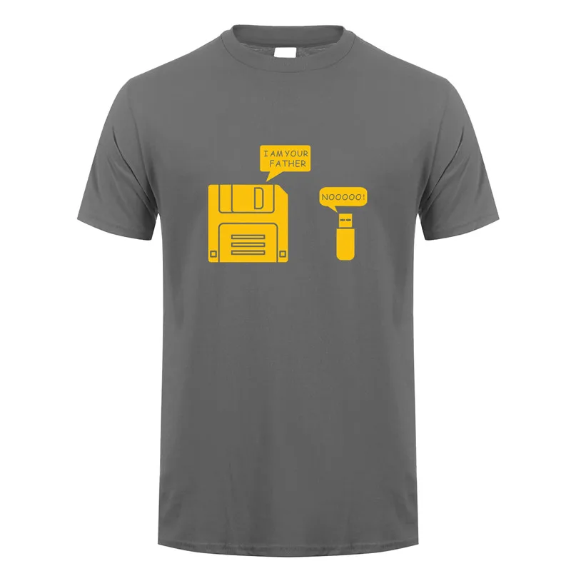Новинка, Мужская хлопковая футболка с коротким рукавом, с дискетом USB, с надписью «I am Your Father», «Humor Disk», Повседневная футболка, Camisetas Hombre Man OS-020