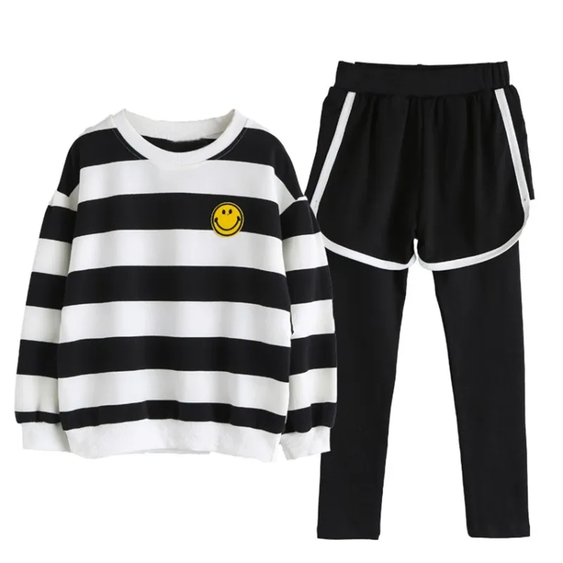 

Spring Autumn Kids Baby Girl Clothes Long Sleeve Stripe T-shirt+Trousers Casual 2PCS suits Student Girls' Clothing Sweater Sets
