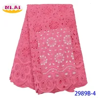Tela de encaje rosa con bordado de piedras para mujer, malla de encaje seco para fiesta de boda, cordón nigeriano, NA2989B-1