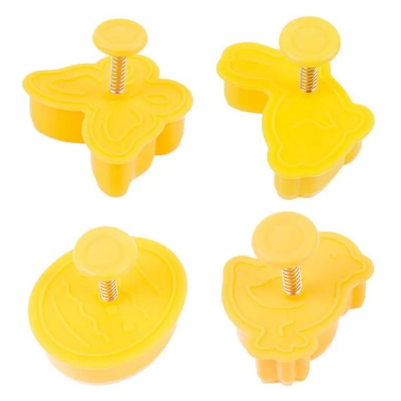 Plastic Easter Biscuit Cookie Cutter Baking Mold Kitchen Bunny Pattern Pastry Plunger 3D Die Fondant Cake Decorating Tools cookie cutter baking mold cookie mould cookie printing mold baking decorating tools 4Pcs
