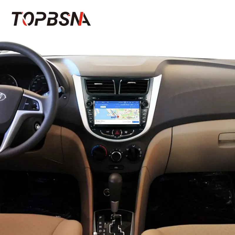 Best TOPBSNA Android 9.0 Car Multimedia Player For Hyundai Solaris accent Verna i25 2011-2012 WIFI Stereo 2 Din Car Radio headunit AM 5