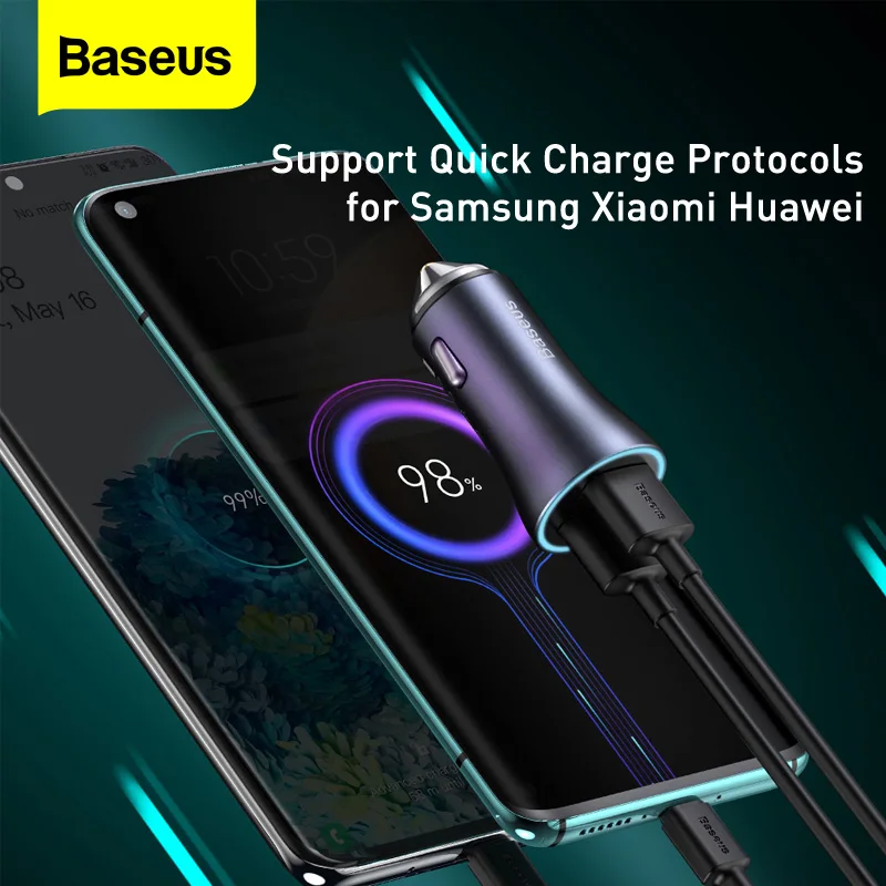 Baseus 20 Вт PD автомобильное зарядное устройство USB кабель Type C с функцией быстрой