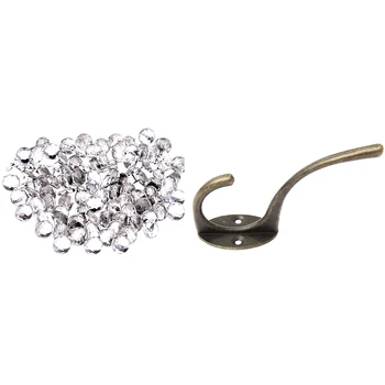 

50X 22mm Diamante Acrylic Crystal Upholstery Headboard Buttons Nail with 10 Pcs Vintage Cast Iron Wall Mount Holder