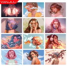 5D DIY Diamond Painting Cartoon Girl Portrait Diamond Embroidery Full Square/Round diamond Mosaic Rhinestone embroidery painting