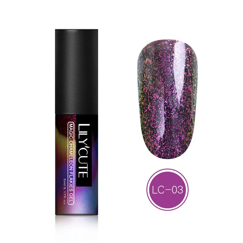 5ml chameleon 03 LILYCUTE 7 мл кошачий глаз Гель-лак для ногтей розовый фиолетовый замачиваемый УФ-гель для дизайна ногтей Полупостоянный Гель-лак стойкий лак для ногтей - Цвет: 5ml chameleon 03