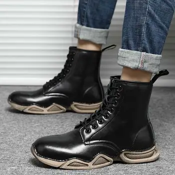 

Natascha Women Boots Fashion Hip-hop Square Toe Casual Shoes Ankle Boots Thick Bottom Leisure Round Toe Winter Split Leather