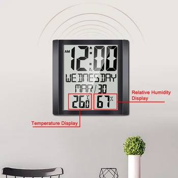 

Ultra-thin Digital Temperature Humidity Table Clock Automatic Monitoring Large LCD Screen Multifunction Electronic Desk Clock 20