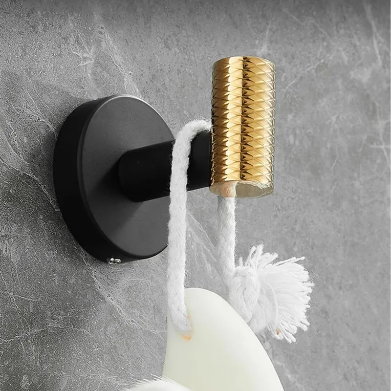 Description Picture 4 of itemBathroom Hardware Sets Black Gold Stainless Steel With Nail Wall Mounted Bath Towel Bars Roll Paper Storage Rack Single Hook