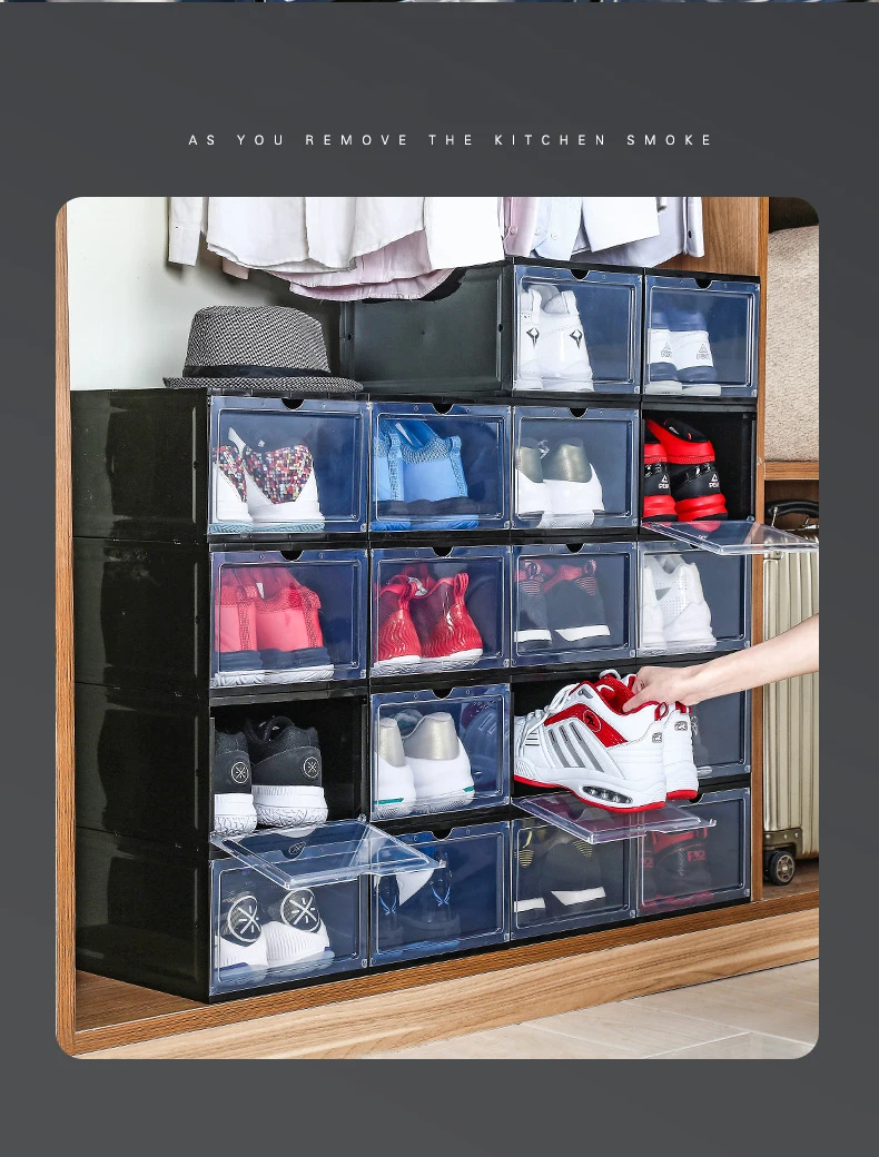 Прозрачная пластиковая коробка для хранения обуви Съемная складная коробка-раскладушка для обуви утолщенная коробка для хранения артефакт Пылезащитная коробка для обуви оптом