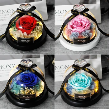 

NEW Creative Presents Eternal Exclusive Rose In Glass Dome Beauty And Beast Rose Romantic Valentine's Day Mother's Day Present