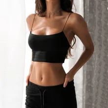 Sfit сексуальный женский тонкий топ на бретелях, Одноцветный короткий топ без рукавов без бретелек, летний короткий топ без рукавов, женский укороченный топ, спортивный жилет