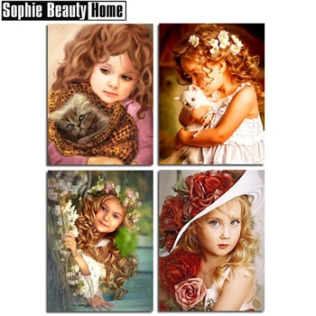 

Angel Girls Pictures 5D Diamond Painting cats Cross Stitch Portrait Diamond Embroidery Full Diamond Mosaic Needwork Arts204003
