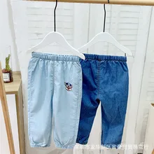 Детские летние тонкие Мягкие штаны для мужчин и женщин, детский фонарь, противомоскитные штаны, детские штаны для сна с вышивкой