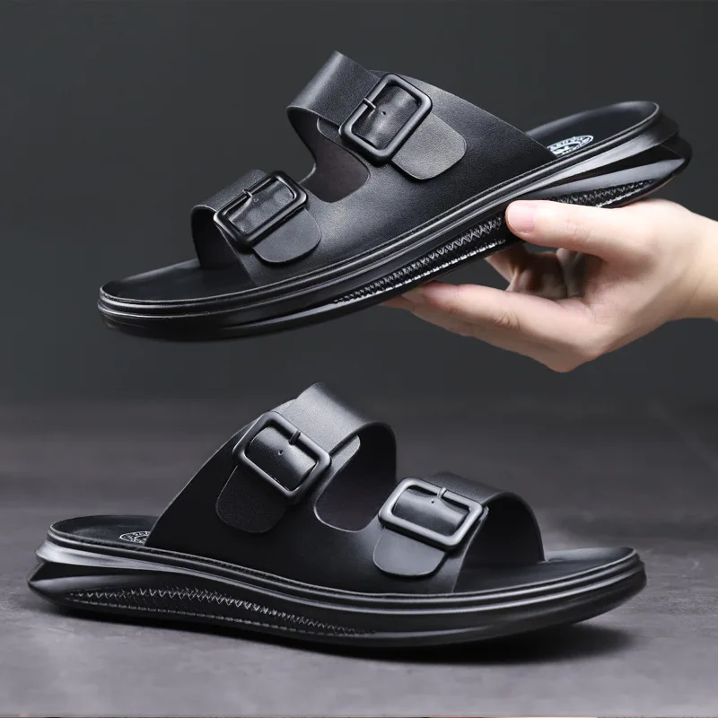 Men's Flip Flops Genuine Leather Slippers Men Summer Fashion Beach Sandals  Shoes