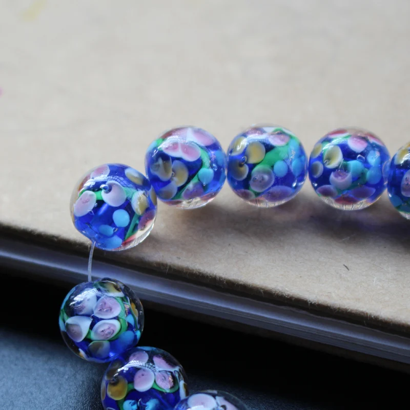 

20Pcs 12mm Handmade Glass lampwork beads Flower Beads Royal Blue for jewelry making Wholesale and Retail