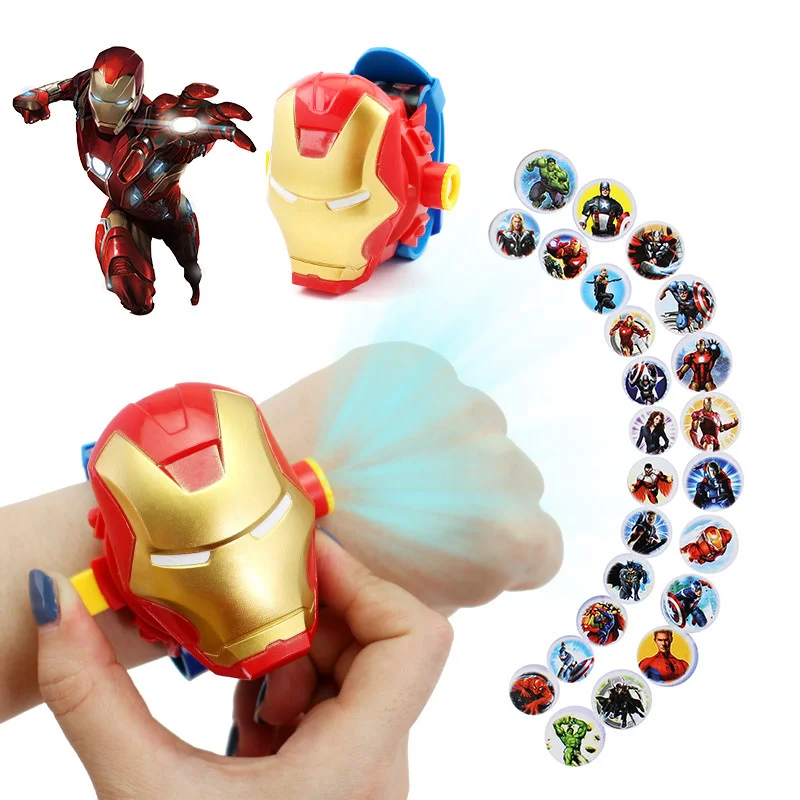 Marvel cartoon children's cartoon watch 3D projection superhero spider -  Iron Man digital watch Boys' game gift toy