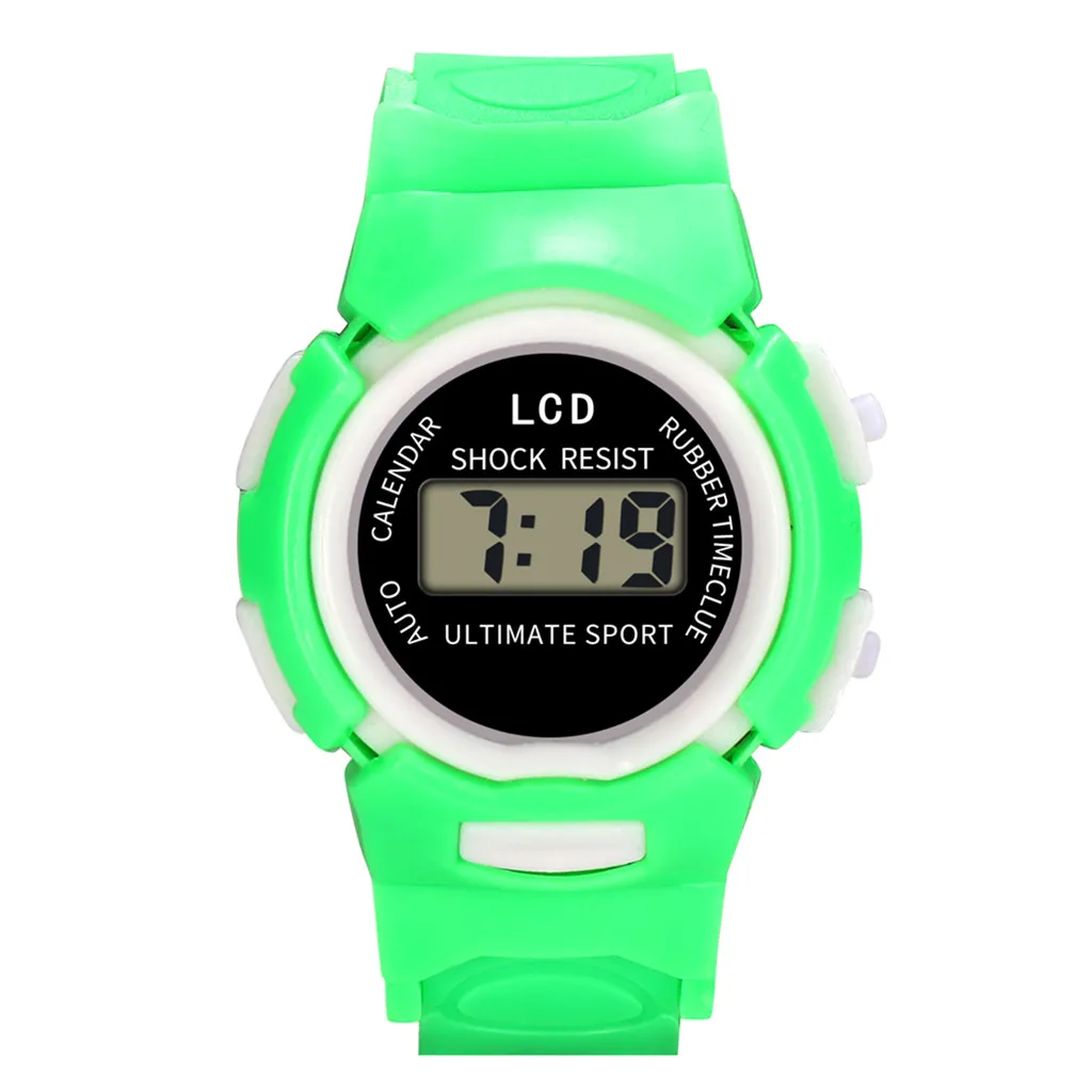 New children's outdoor Baby Boy Girl Alarm Analog Digital Multifunction Sport LED waterproof kid Wrist Watch Clock W50 - Цвет: Green