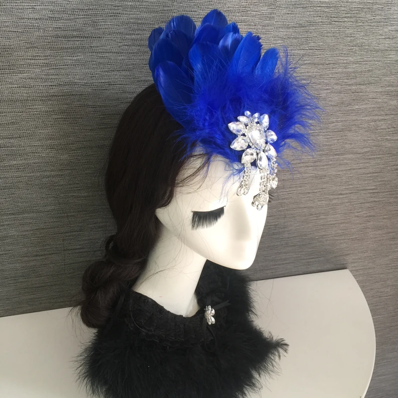 Женский головной убор с перьями из страз и кристаллами, украшение в виде цветка, подарок на свадьбу, заколки для волос, танцевальная Шпилька, головной убор