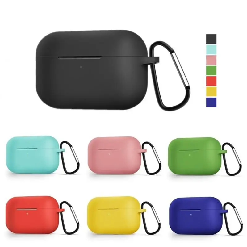Защитный чехол для AirPods Pro с крючком однотонный простой мягкий силиконовый