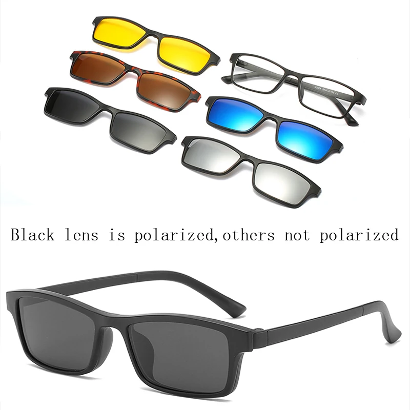 С сумкой 5 Lenes магнитные солнцезащитные очки клип зеркальные клип на солнцезащитные очки клип на очки мужские Поляризованные по рецепту Близорукость - Цвет линз: CT2253A-withbag