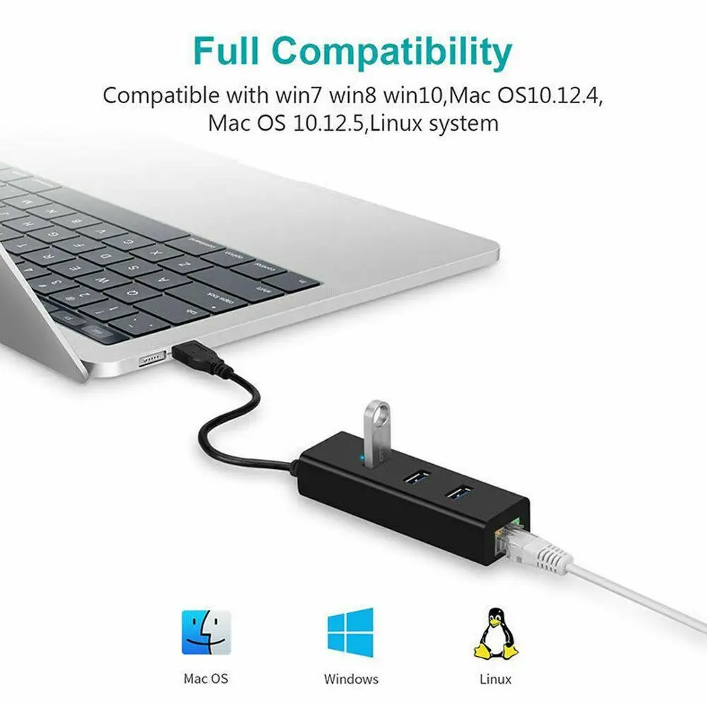 USB гигабитный Ethernet адаптер 3 порта USB 3,0 концентратор USB к Rj45 Lan сетевая карта для Macbook рабочего стола+ Кабель зарядного устройства микро-usb