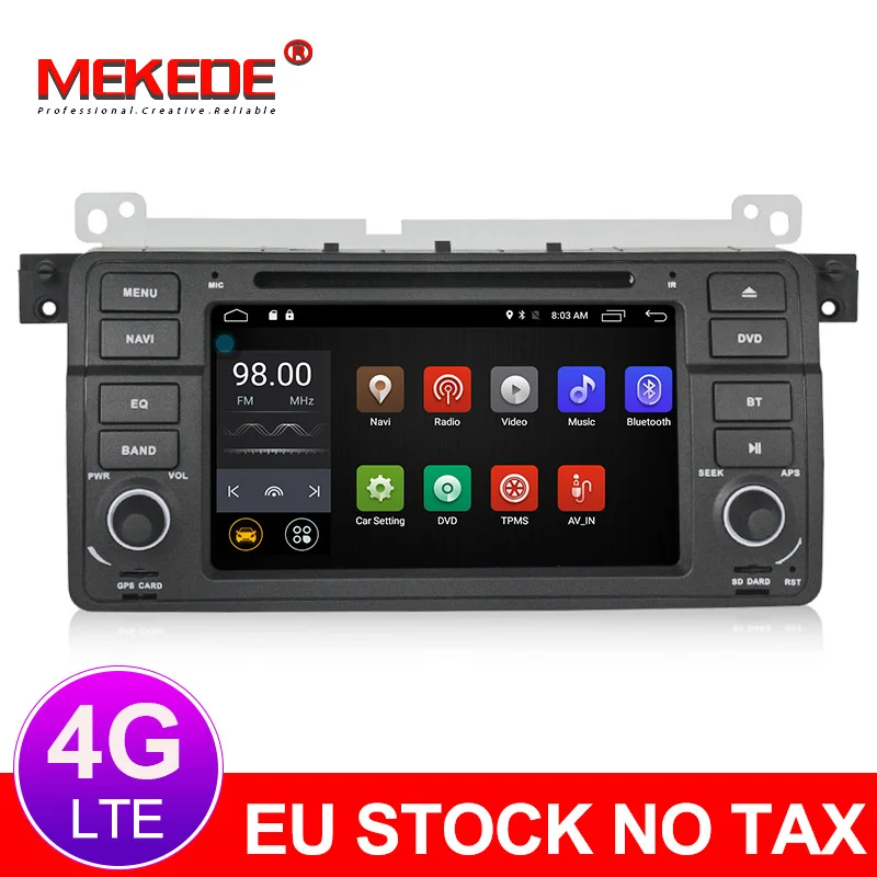 Дешево Android 7,1 7 дюймов Автомобильный dvd плеер для BMW E46 M3 3 серии с Canbus Wifi font b gps b font навигация FM радио четырехъядерный 2 Гб ram 4G LTE