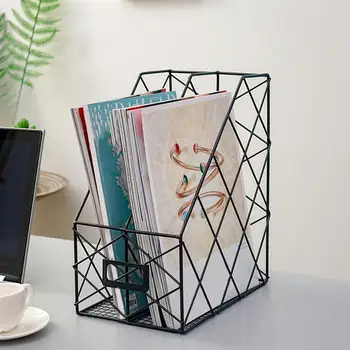 

High Quality Desk Shelves Desktop Multi-Layer Bookshelf Storage Box Metal File Rack Wrought Iron Magazine Rack Nordic Simplicity