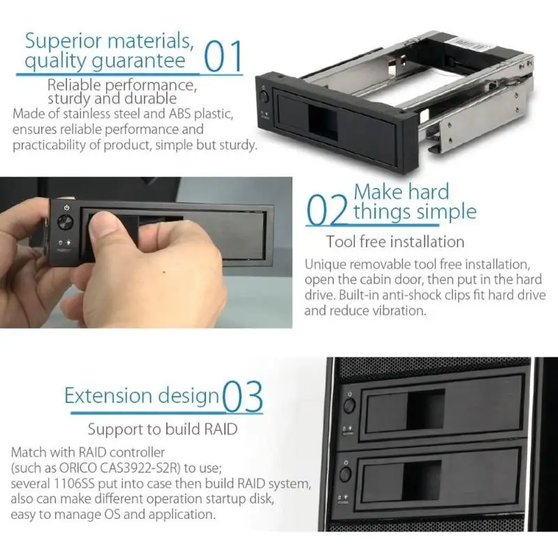  ORICO 1106SS 3.5 inch CD-ROM Space SATA HDD Hard Disk Mobile Rack Enclosure Internal Mobile Backpla