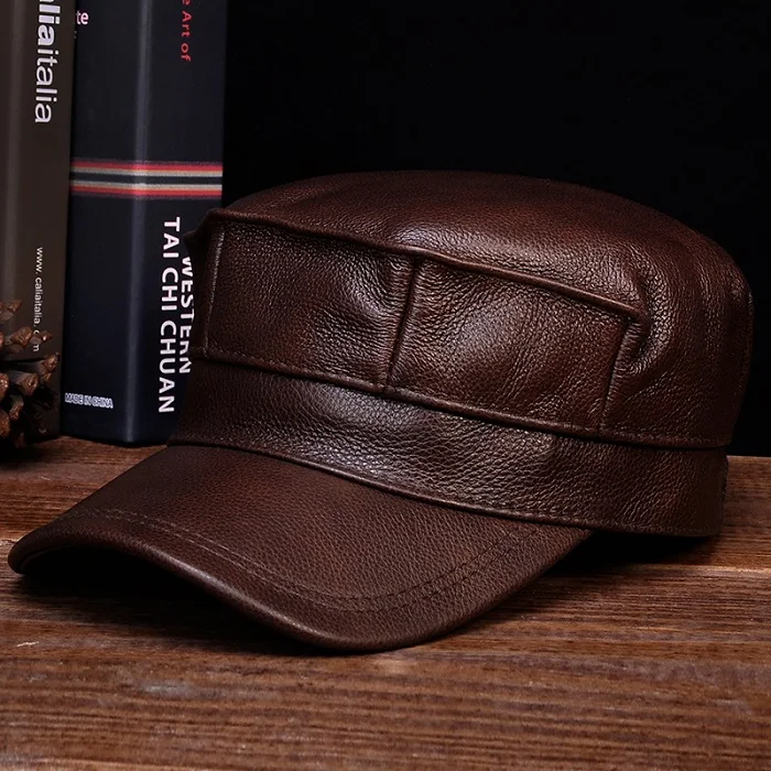 BROWN HL059 мужская бейсбольная Кепка из натуральной кожи, фирменная Новинка, весенняя, из натуральной кожи, для взрослых, прочные, регулируемые армейские кепки/Кепки - Цвет: BROWN