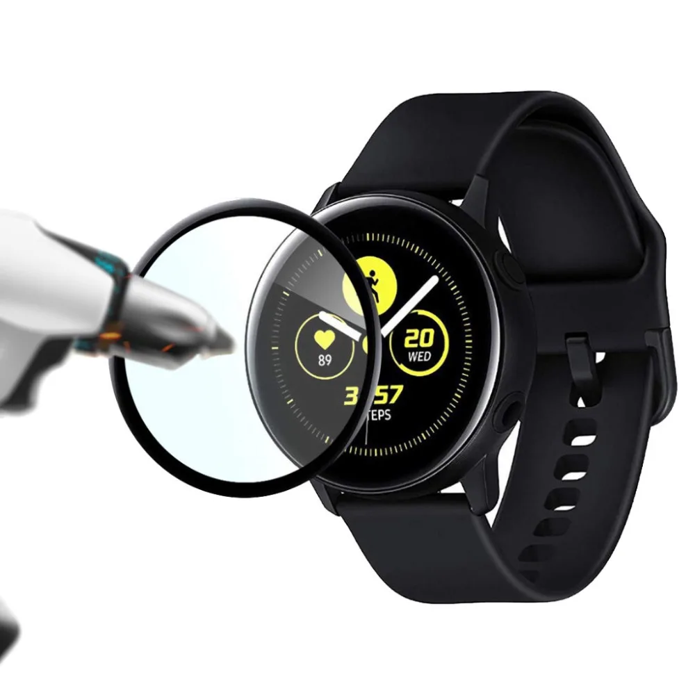 New 3D Full HD Edge Fibre Glass Protective Film For Samsung Galaxy Watch Active 2 40mm 44mm Screen Protector Accessories | Электроника