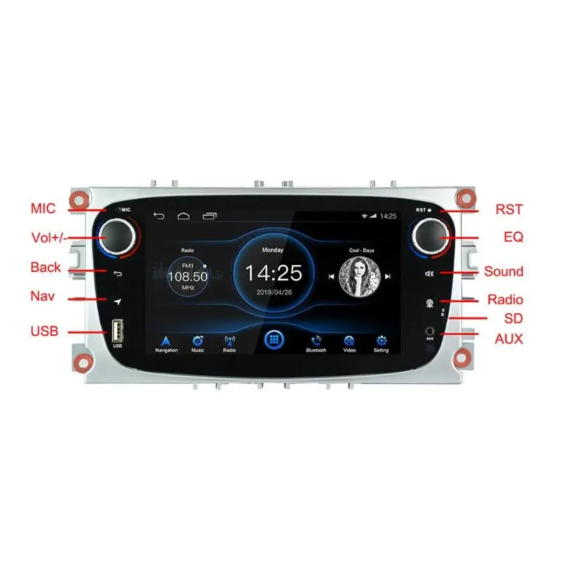 Vodool Android 8,1 автомобиль в-тире стерео Bluetooth gps Navi USB MP5 плеер AM FM Радио 7 дюймов Дисплей емкостный Сенсорный экран
