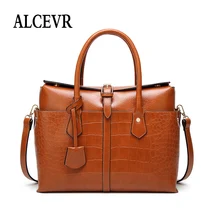ALCEVR женские минималистичные однотонные Сумки из искусственной кожи аллигатора на плечо мягкие женские деловые сумки Normcore с застежкой
