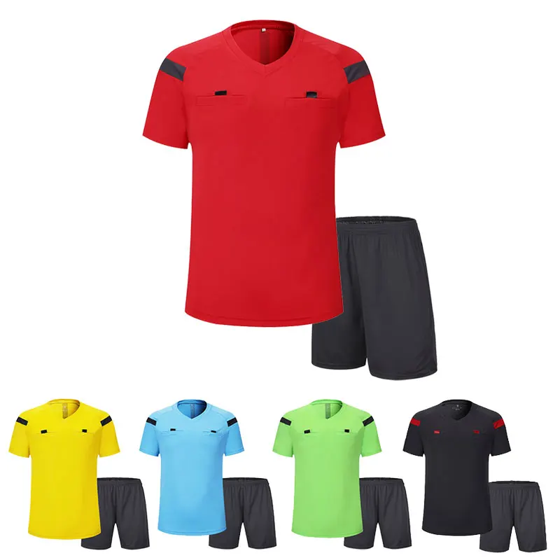 Soccer referee uniform sets 0118 polyester referee uniforms adults men's football referee