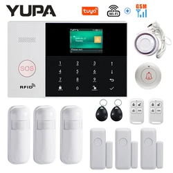 YUPA Tuya WIFI GSM GPRS Wireless 433MHz Home Burglar Alarm System with Smoke Detector IP Camera Security Alarm Kit SmartLife APP